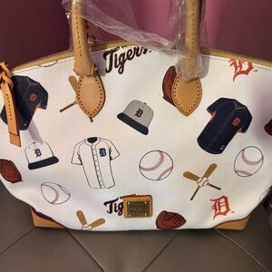 Dooney & Bourke White and Tan Baseball Themed Tot